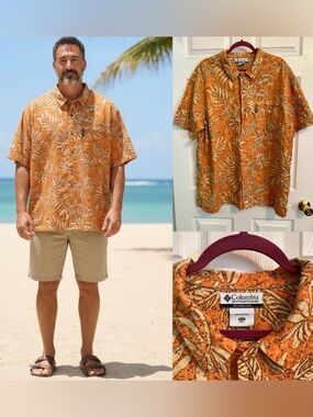 Columbia Men’s Printed Short Sleeve Button Down Casual Size XXL XX-Large